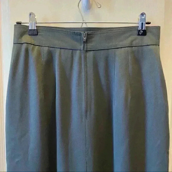 Vintage Wool  Pencil Skirt Side Pockets Lined Green Size 10 - Picture 8 of 16